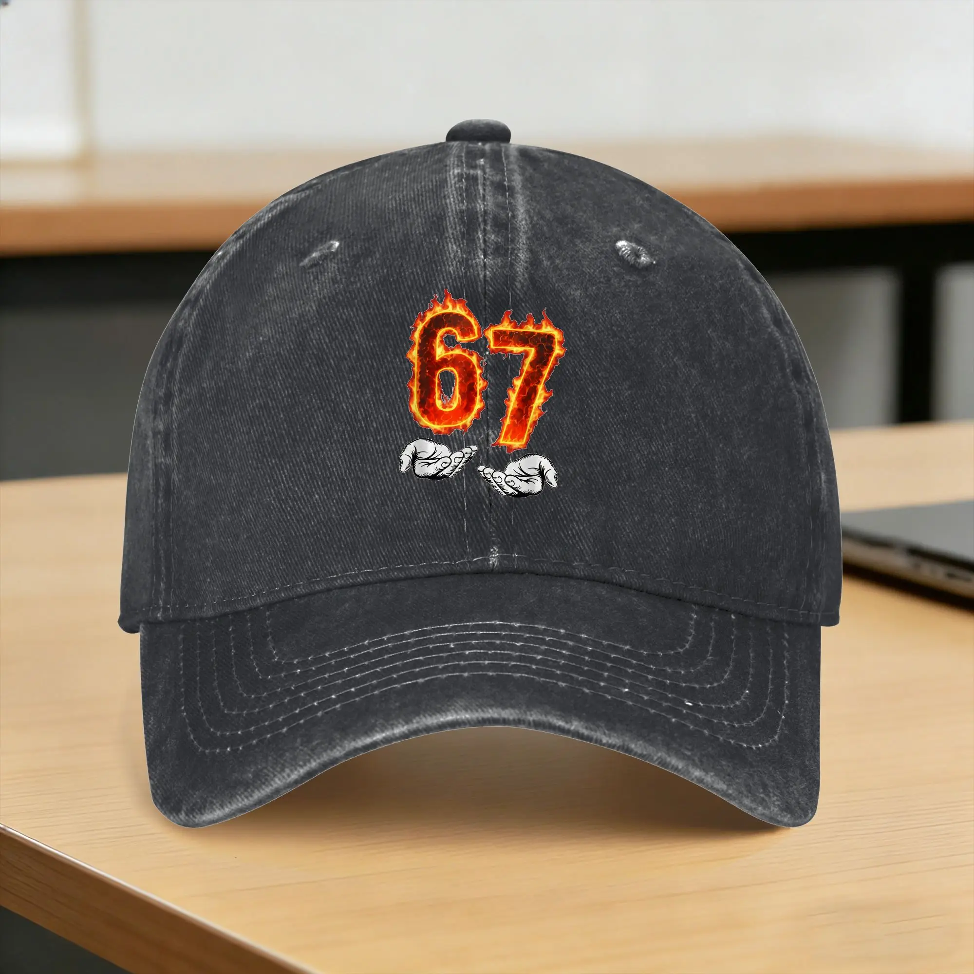 Baseball Cap Fire 6 7 Meme Six Seven 67 Hands Meme Summer y2k Cute Hip Hop Hats Unisex Print Tennis Skate Sun Baseball Caps