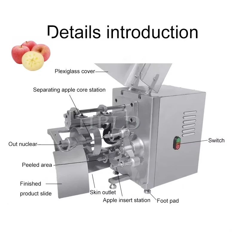 Mesin pengupas dan pengupas apel otomatis, mesin pemotong pengupas apel sepenuhnya