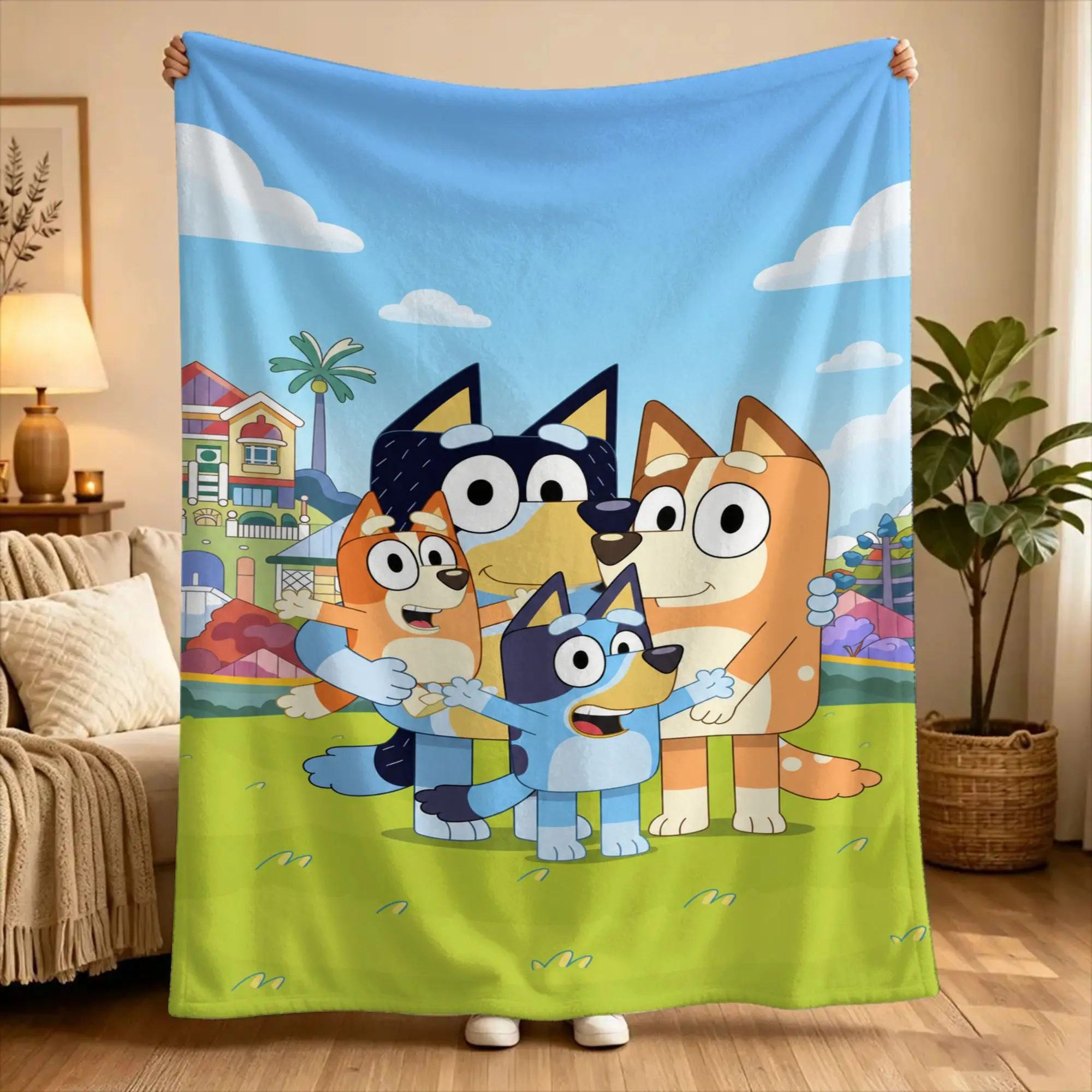 B-bluey Bingo Heeler Super Soft Blankets  Travel Plush Throw Blanket Fluffy Couch Chair Flannel Bedspread Sofa Bed Cover