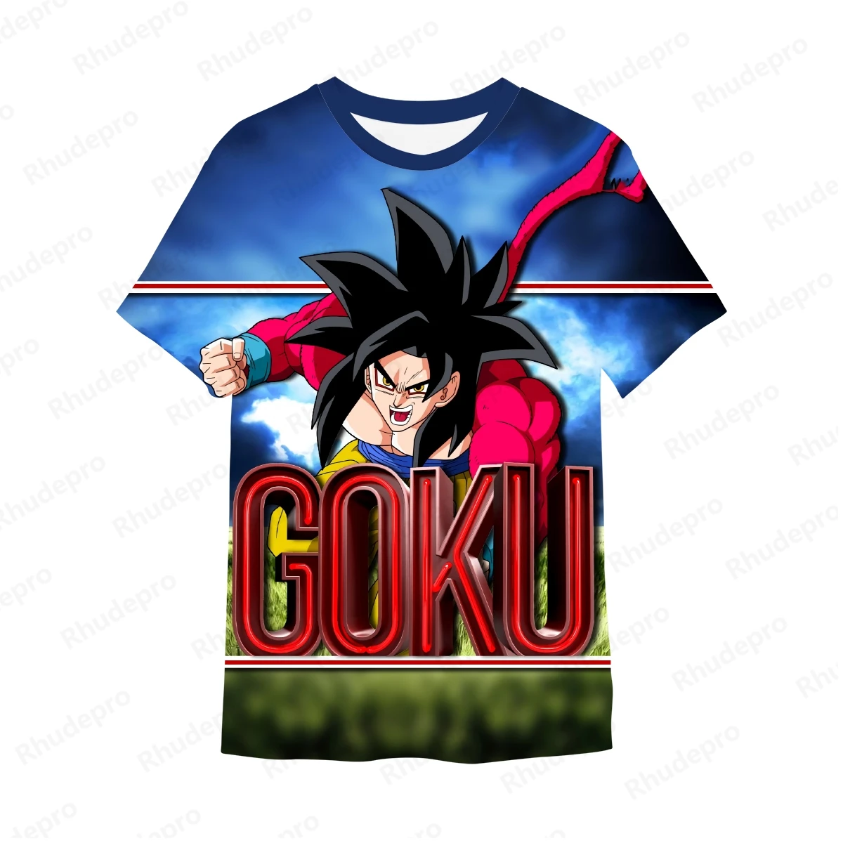 Kaus pria motif 3D Dragon ball Goku baru 2024 atasan olahraga santai jalanan anak-anak kaus Cosplay uniseks lengan pendek