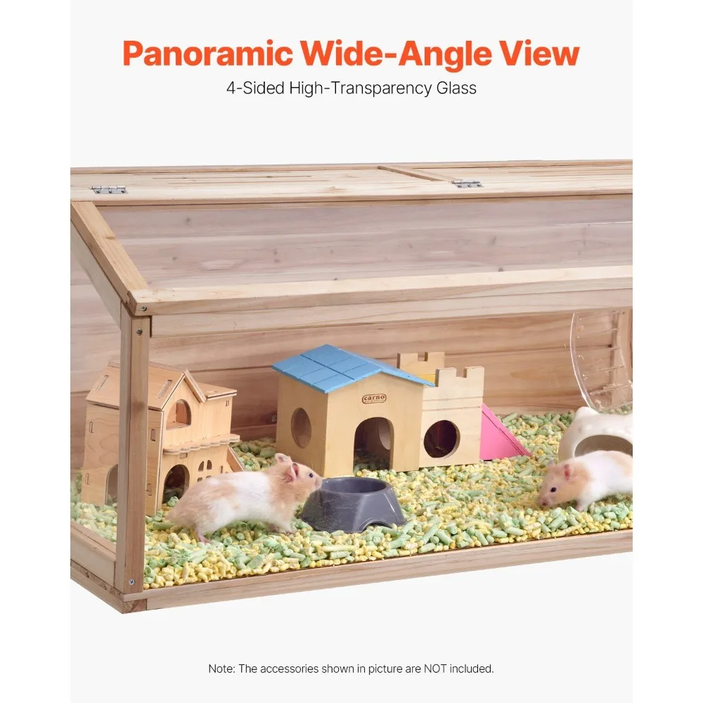 

Wooden Hamster Cage Habitat 48 in Clear Mice Rodents Small Animals Cage