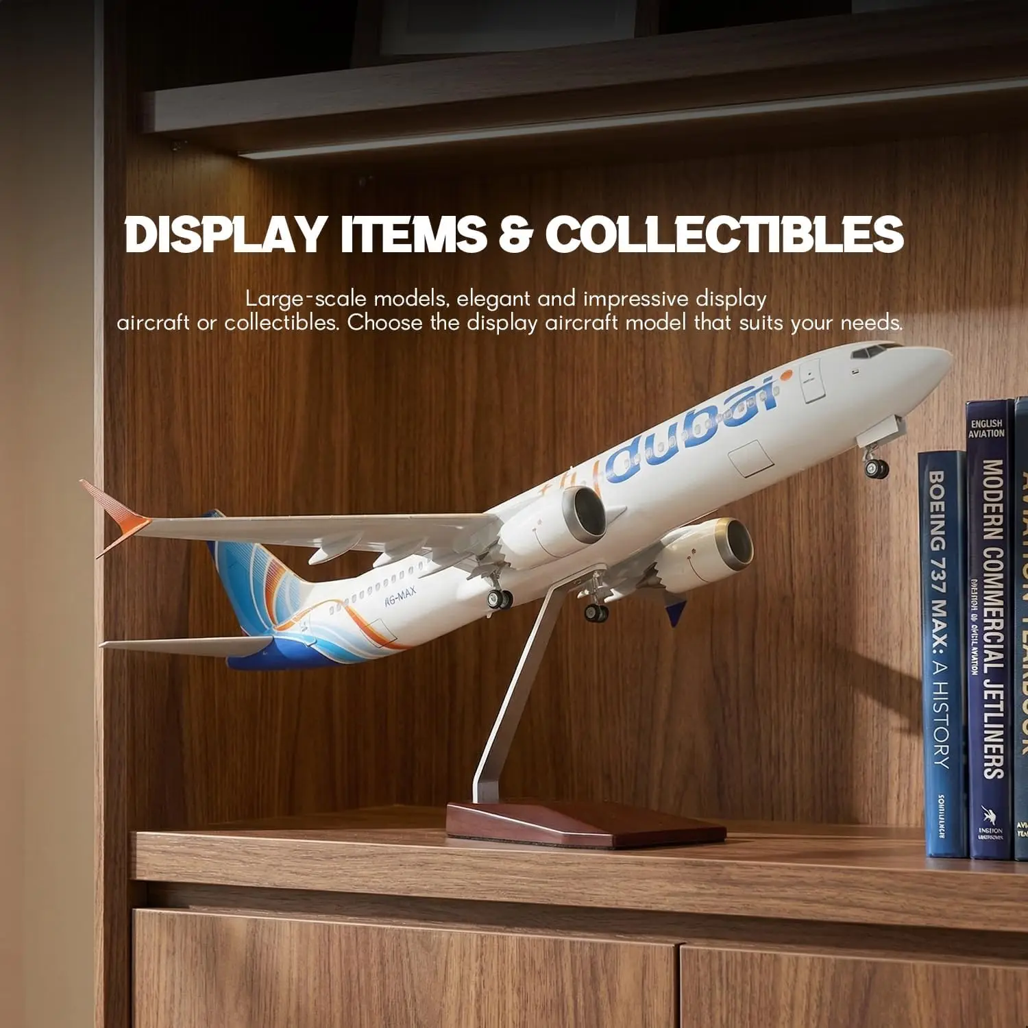 

47cm 1/85 scale plane for Dubai 737 diecast Resin Airplane Model Toy planes for Collections and Displays or Office Desktop Decor