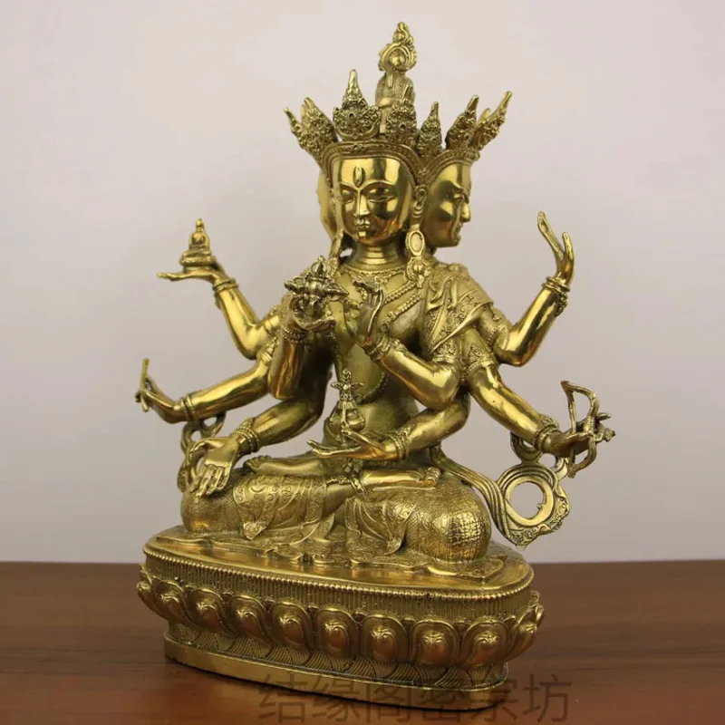 Pure copper Dzogchen Buddha mother Buddha statue ornaments long life three bronze statues Tibetan Tantric Buddhism Nepal