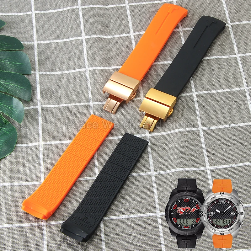 For Tissot T-Touch T121 T013 T081 Special Interface Orange Blue Black Special Buckle Waterproof Anti-Dust Silicone Watchband