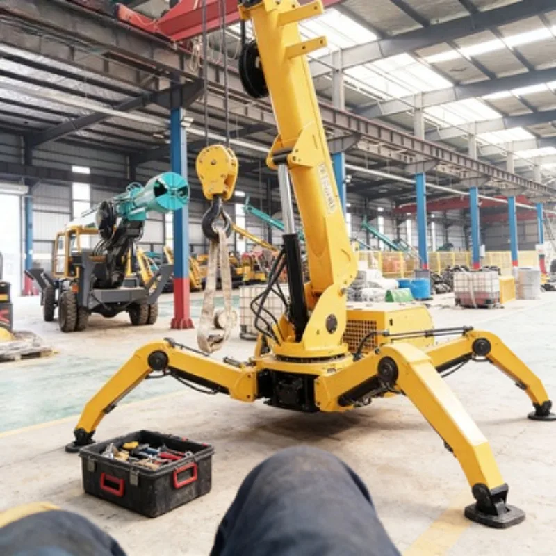Multi-Functional 10T Spider Crane Narrow Working Portable Mini 3 Ton Folding Hydraulic Engine Hoist Spider Crane Construction