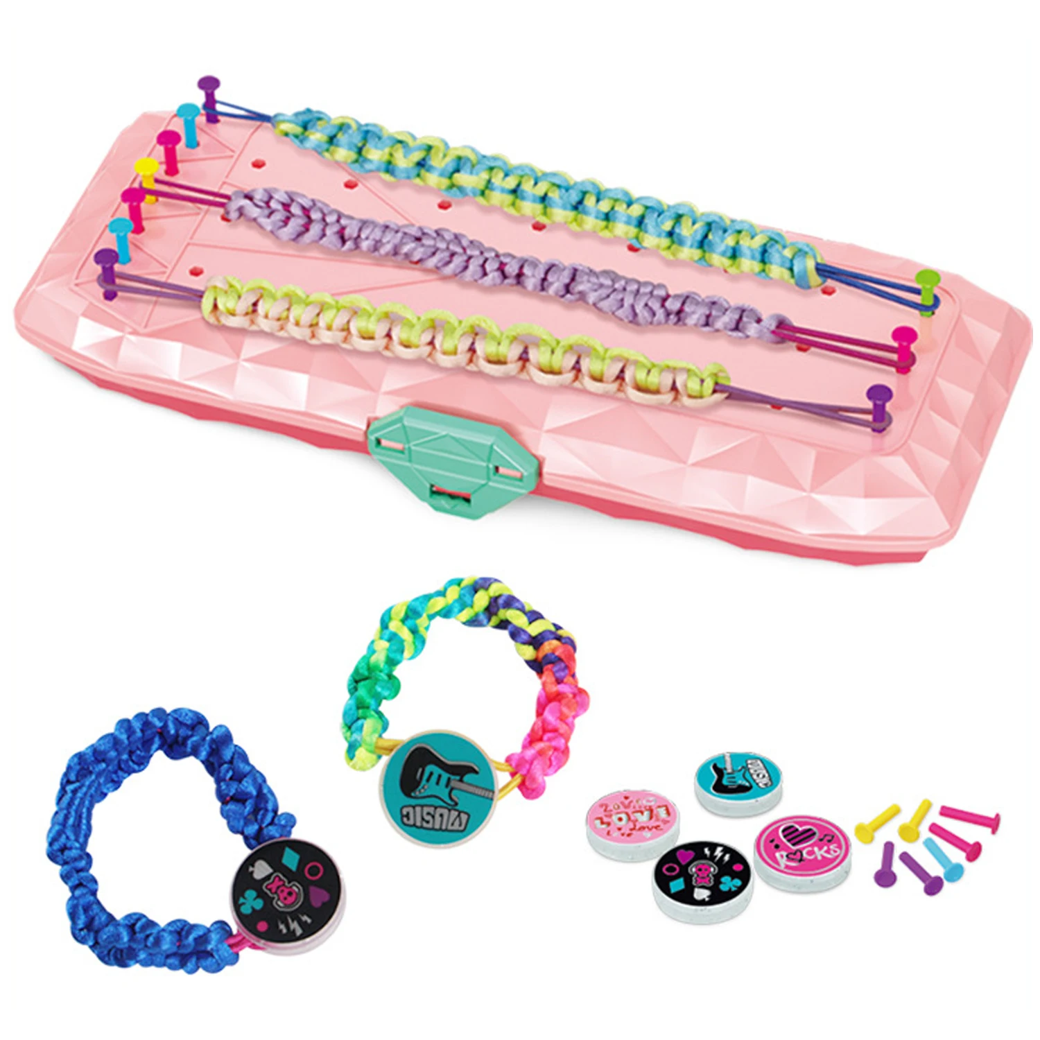 Lina ręczna tkacz zabawka DIY koralik lina ręczna puzzle dla dzieci tkactwo bransoletka zestaw zabawek ręcznie robiona elastyczna lina