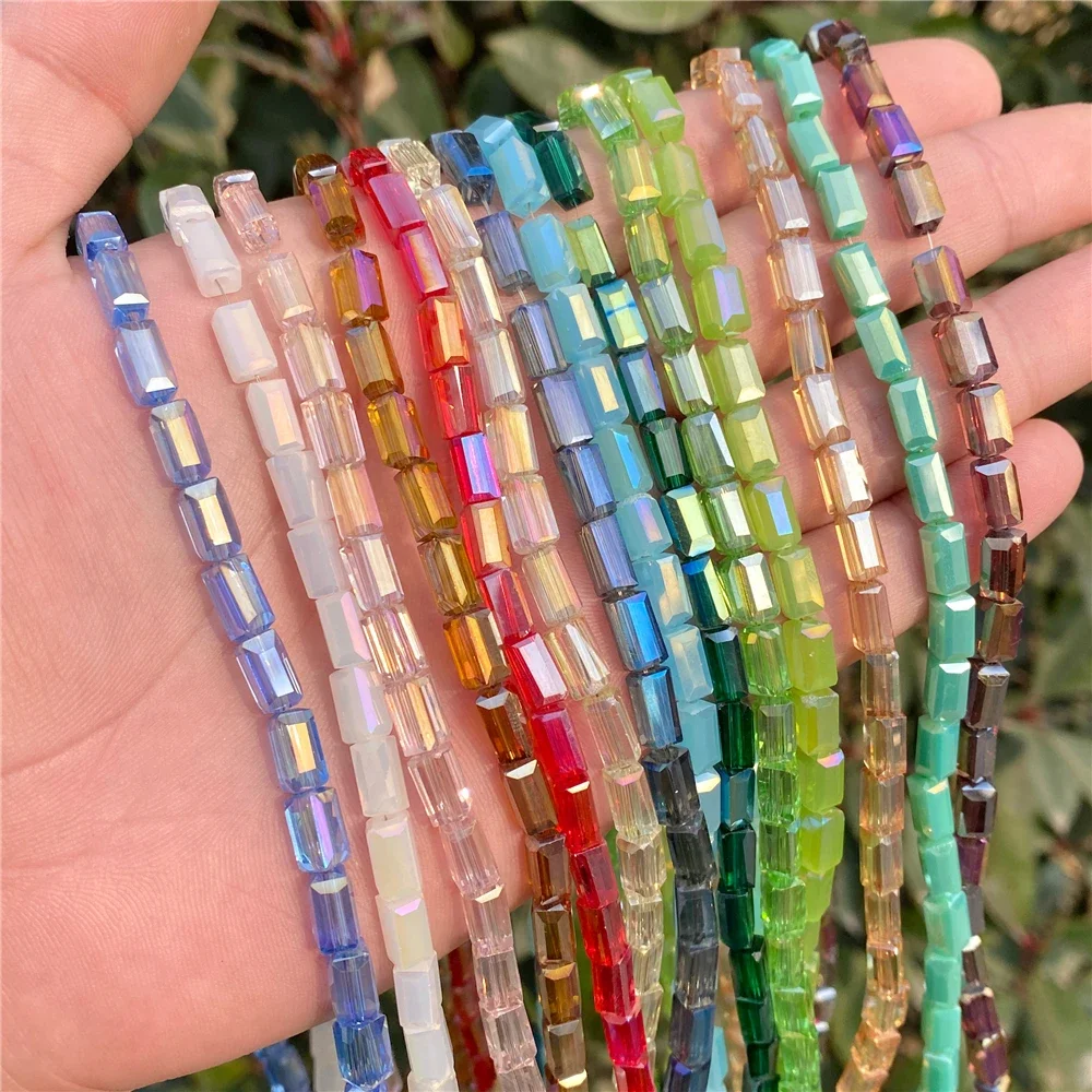 Fashion Faceted Rectangle Shape Austrian Crystal Bead 4x8mm Loose Spacer Glass Beads For Jewelry Making Accessories 70pcs/lot