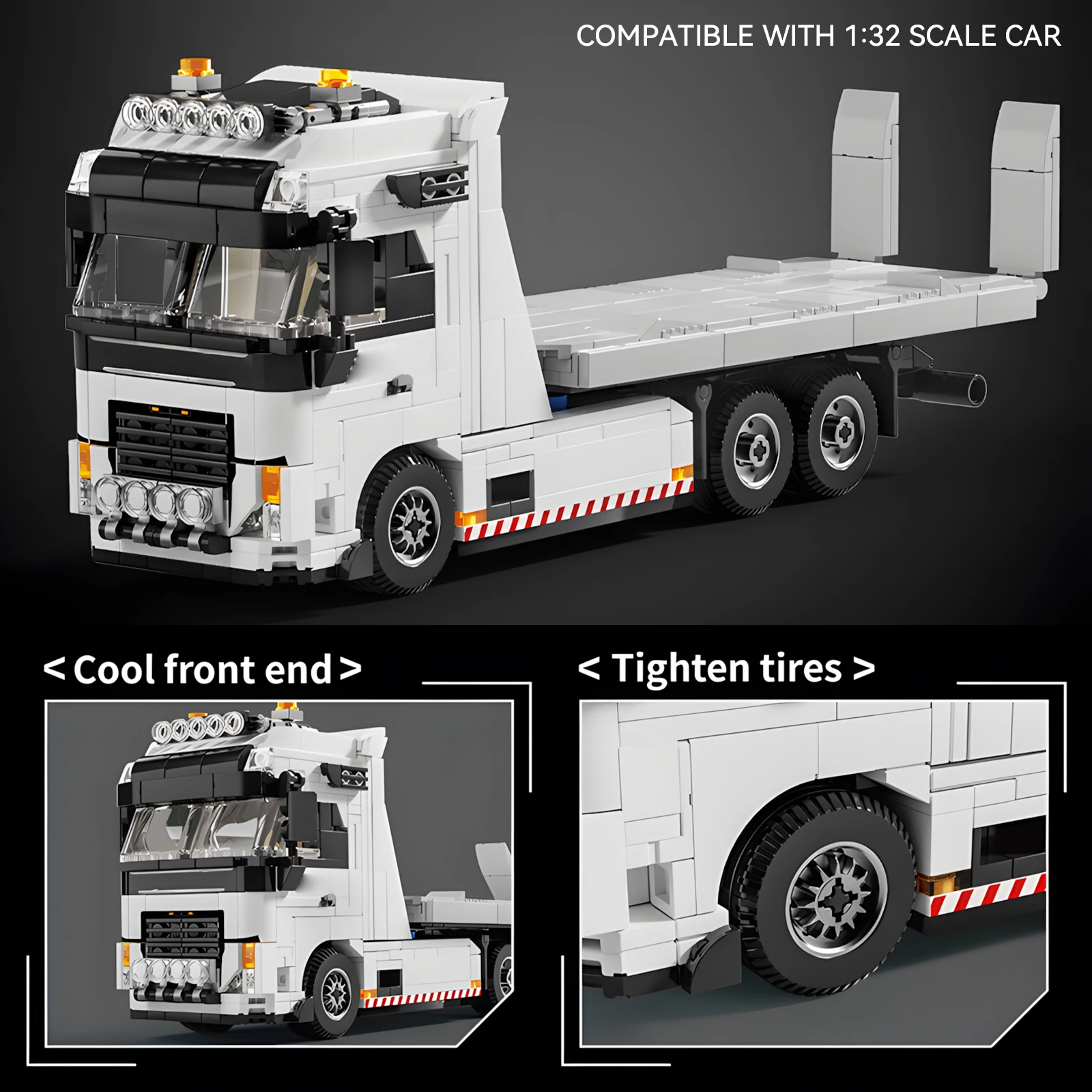 FH-16 중형 견인 트럭 블록, 1:32 스케일 자동차 모델과 호환되는 중형 트럭 운전실. 완벽한 발렌타인데이 선물