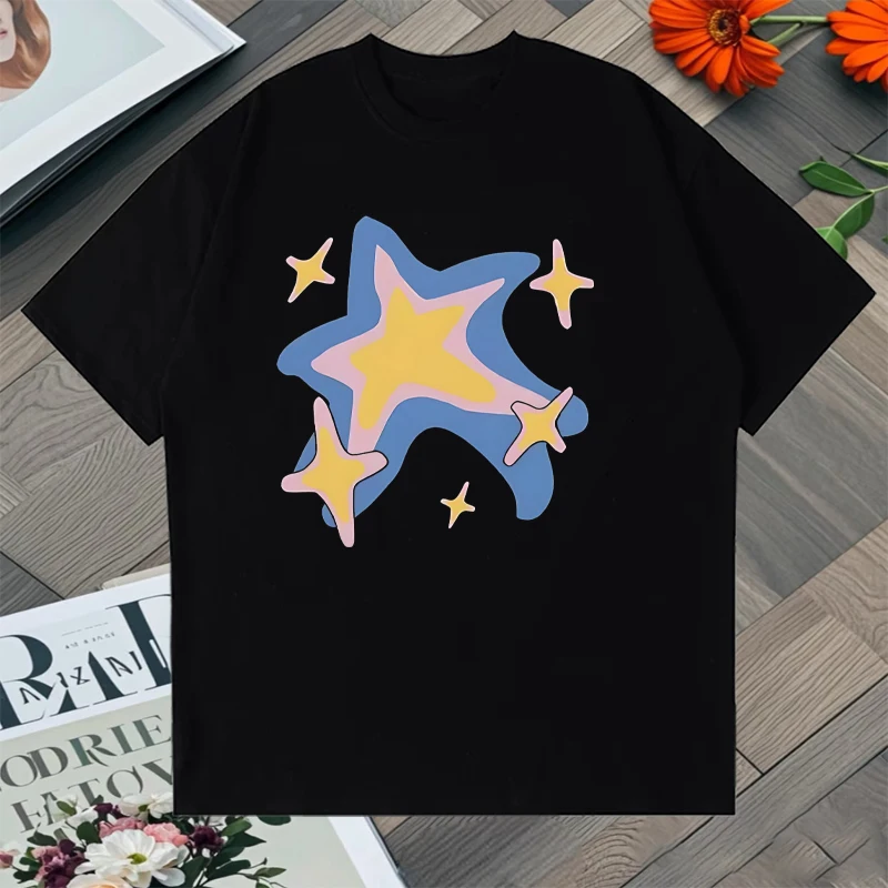 

High Quality Elegant Sweet Printed Crew Neck 100% Cotton T-shirt Men Women Versatile Top Y2k clothing Unisex Oversized Tee shirt