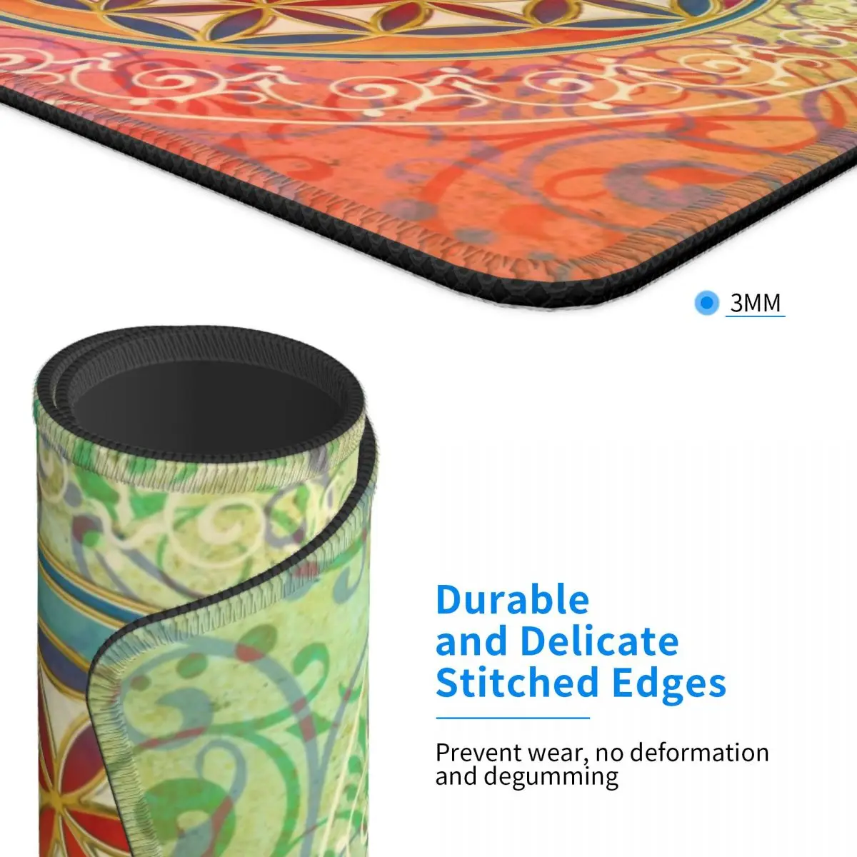 Flower Of Life Vintage Geometric Gaming Mouse Mat Anti-Slip Rubber Base Lockedge Mousepad Office Desktop Mandala Mouse Pad