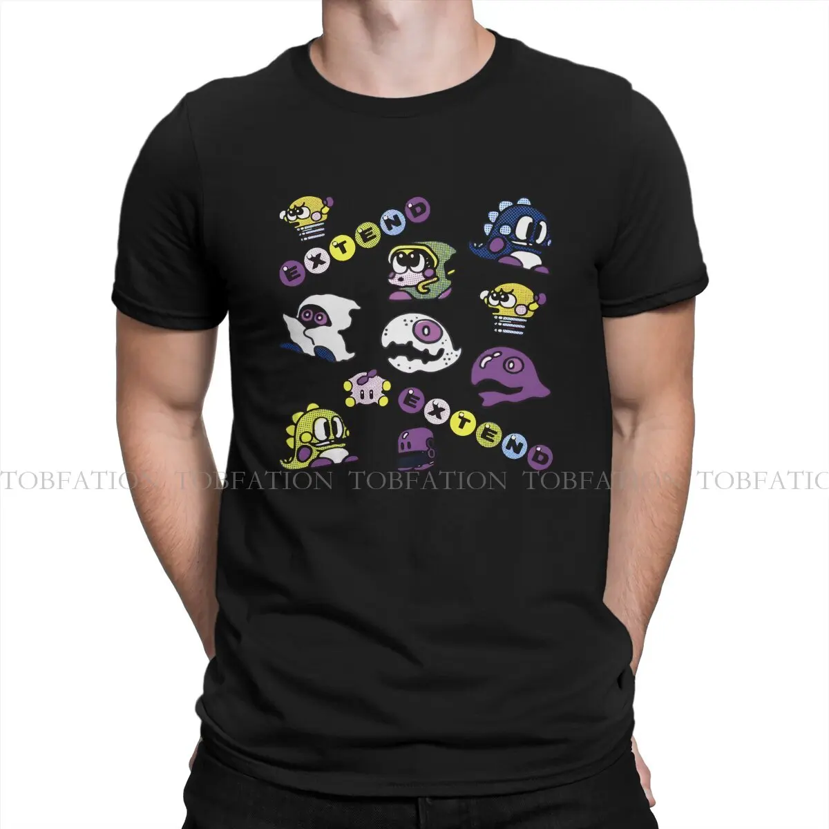 All Over Print Bubble Bobble Game Men T Shirt Cotton Graphic Crewneck TShirt Harajuku Short Sleeve