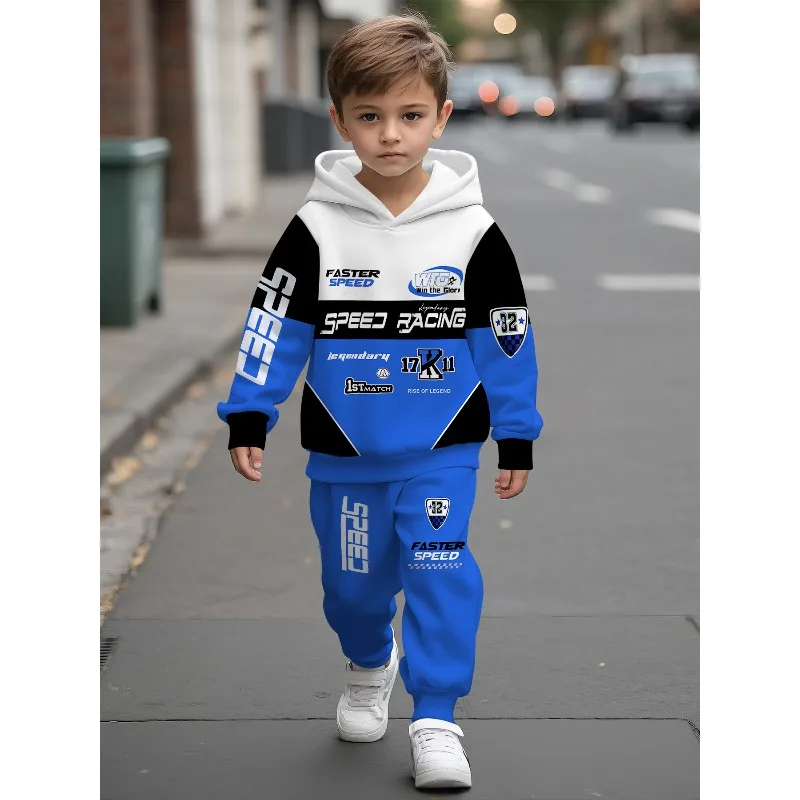 

2025 гоночная толстовка с 3D принтом, спортивные штаны, комплект из 2 предметов, осенне-зимний повседневный уличный комплект