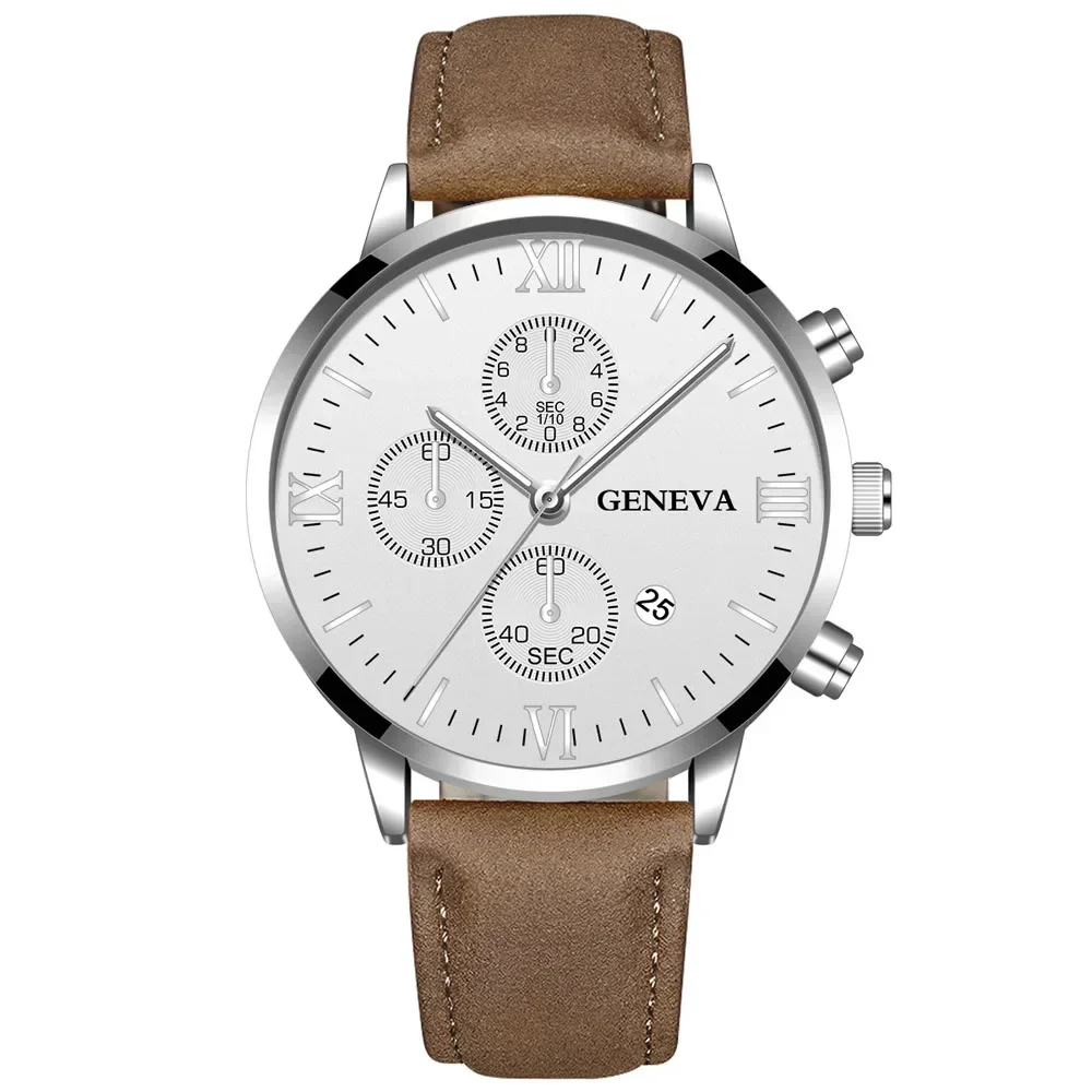 Fashion Geneva Men Date Alloy Case Synthetic Leather Analog Quartz Sport Watch Male Clock Top Brand Luxury Relogio Masculino