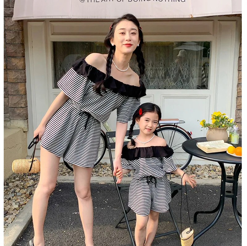 

Mother and Daughter Equal Sets Mom and Baby Girl Fashion Clothes Women Boutique Two Piece Outfits 2023 Summer Little Girls Suit