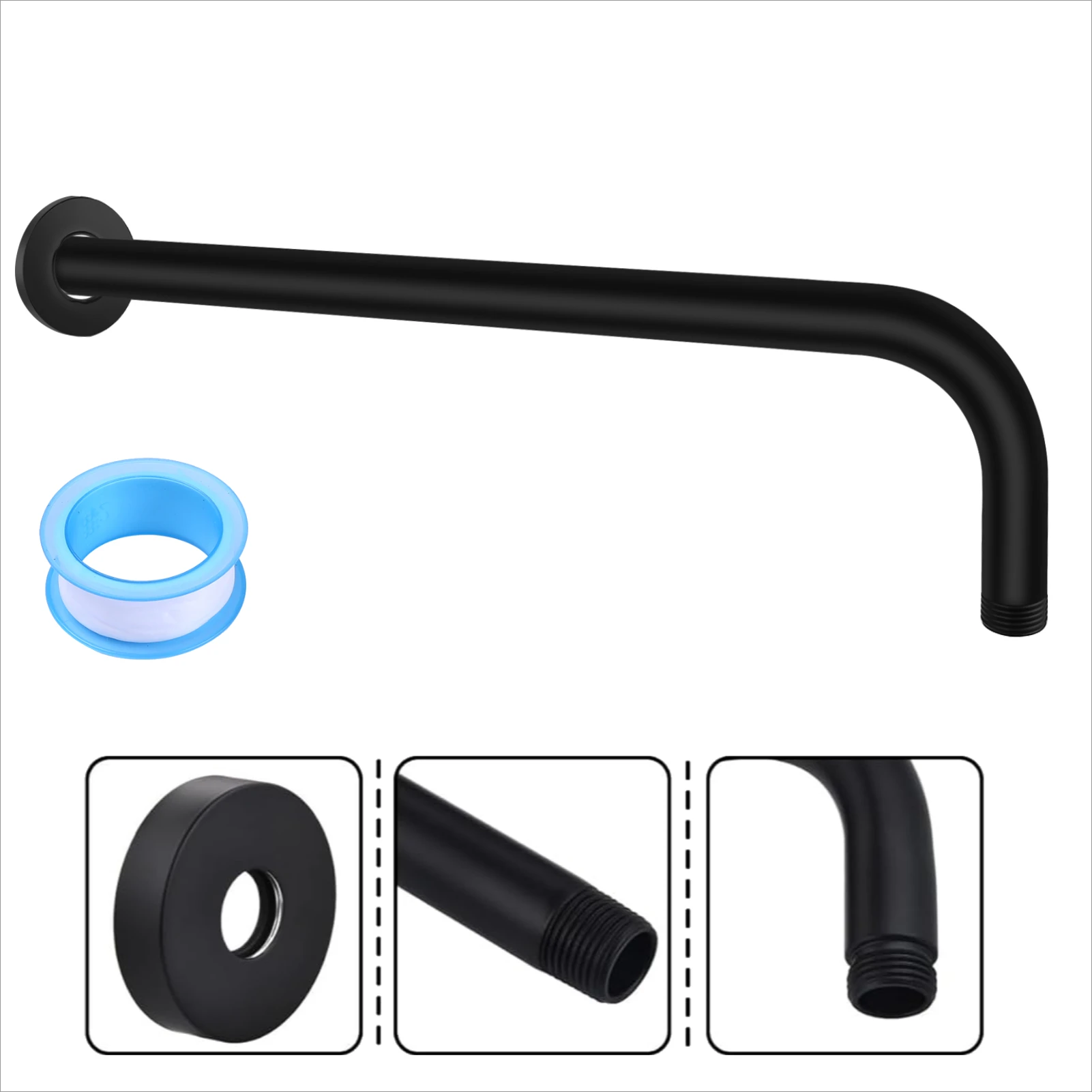 

12/16Inch Shower Arms with Flange Stainless Steel Wall-Mounted Shower Head Arm for Fixed Shower Head Bathroom Replacement Parts