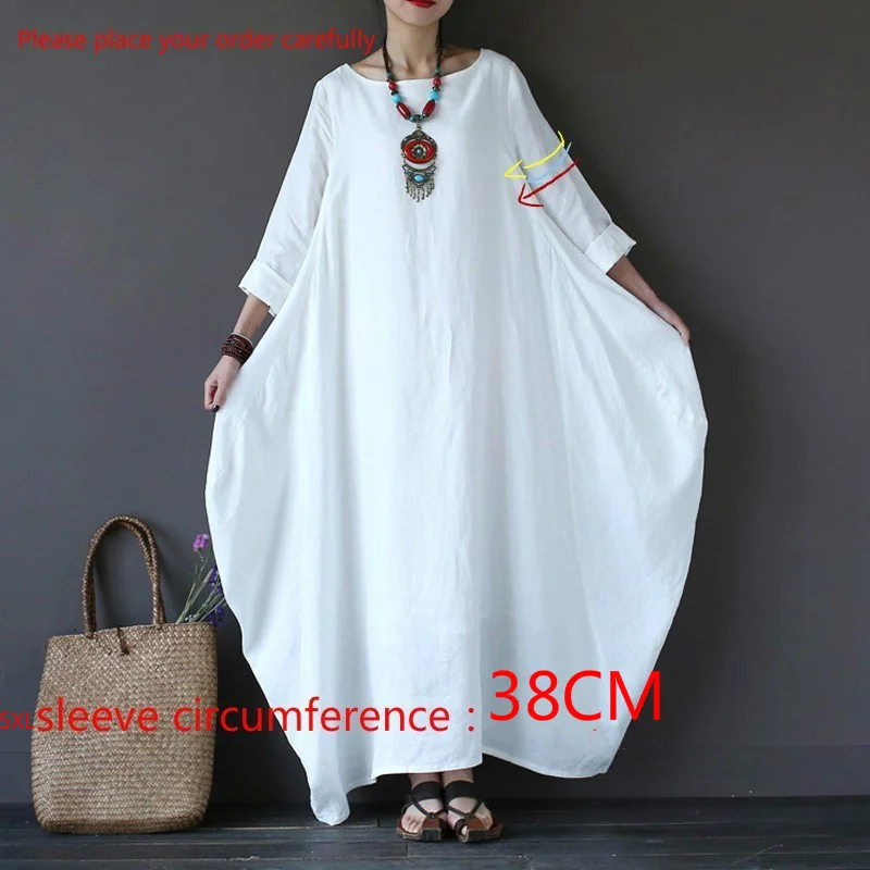 2021 estate autunno abiti di grandi dimensioni donna 4xl 5xl abito lungo vintage allentato Boho Shirt Dress Maxi Robe fashion Female Q293