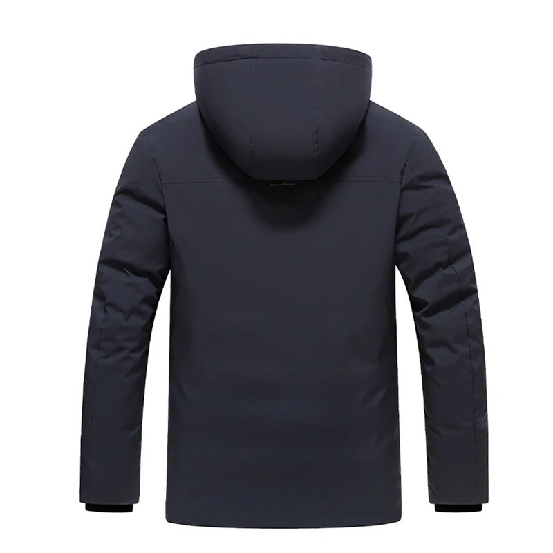 New Windproof Keep Warm Men Parka Outdoors Loose Comfort Solid Removable Hat Coats Winter Fashion Casual Thickening Tops Men