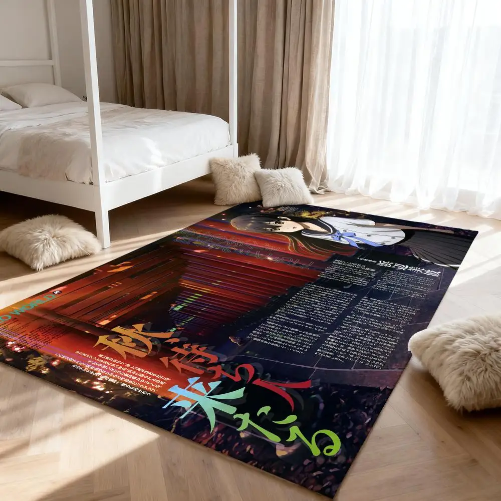 

H-Hello world cute anime Floor Mat Soft Thickened Absorbent Non-Slip Bedroom Living Room Door Mat Home Decor Flannel Rugs