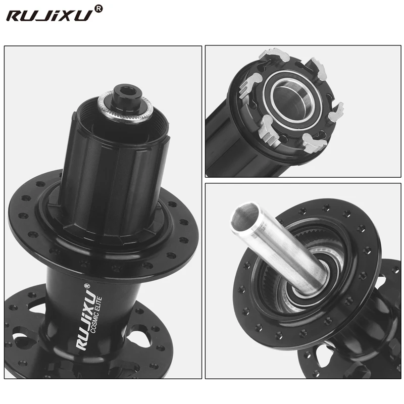 RUJIXU 32h Rear Hub Bearing 32Holes Freehub MTB Bike Four Palin 32H Rear Hub for 7-12 Speed Noisy Cube Bicycle 6 Pawl Hubs