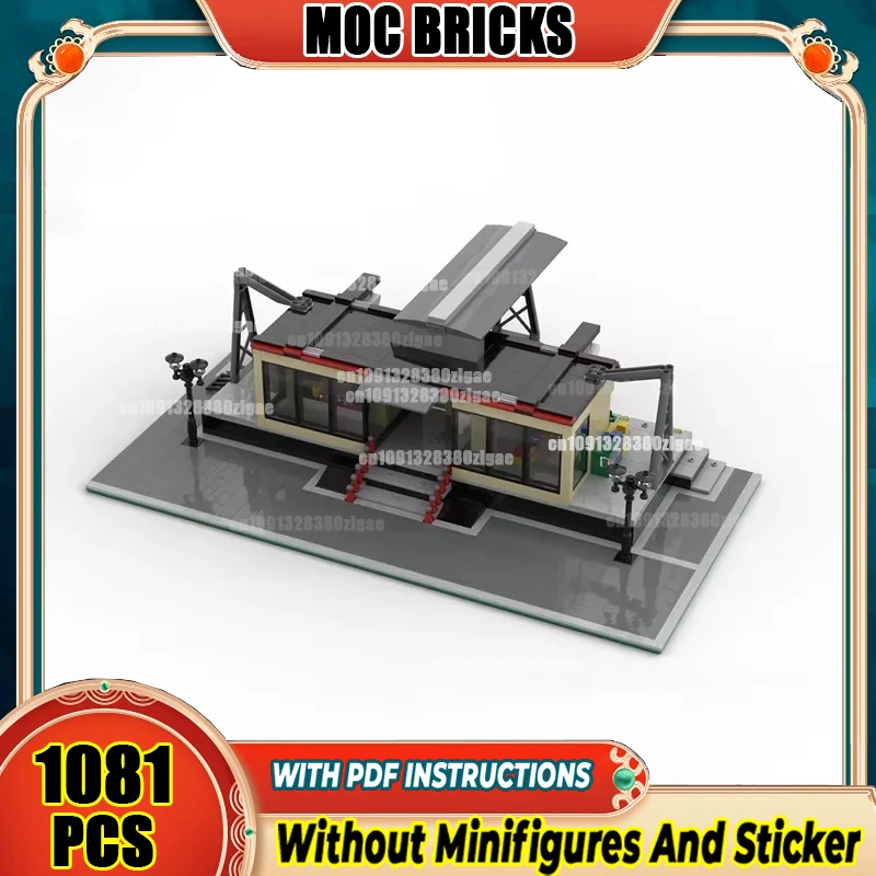 City Street View Moc Building Bricks Modular Train Station Expanded Model Blocks Toys