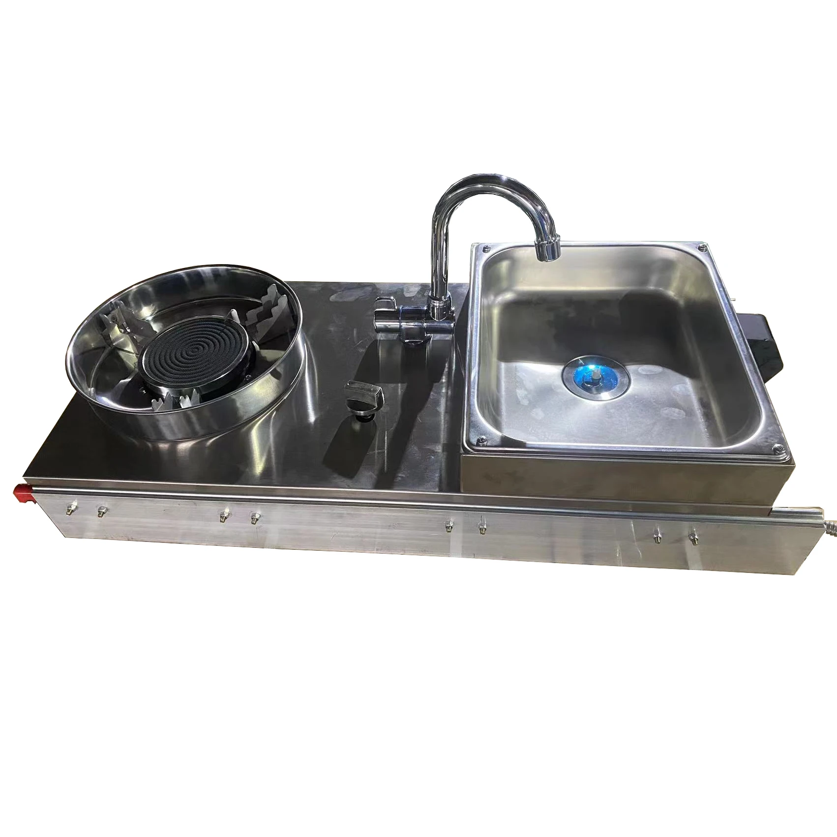 Outdoor Sliding Kitchen Stainless Steel Rv Gas Stove With Sink For Rv Motorhome Trailer