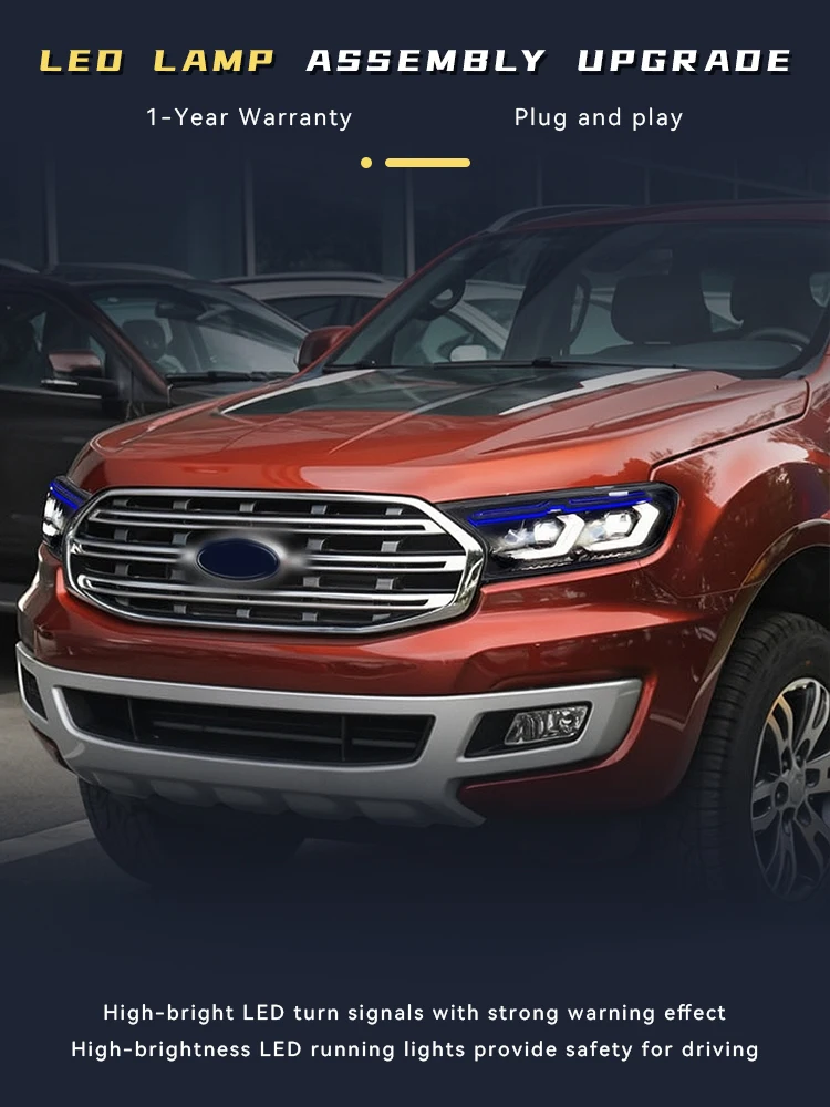Auto Headlights For Ford Ranger 2015-2020 Full LED Bulbs Front Lamp DRL Newest Upgrade Head Light Projector Lens Car Accessories