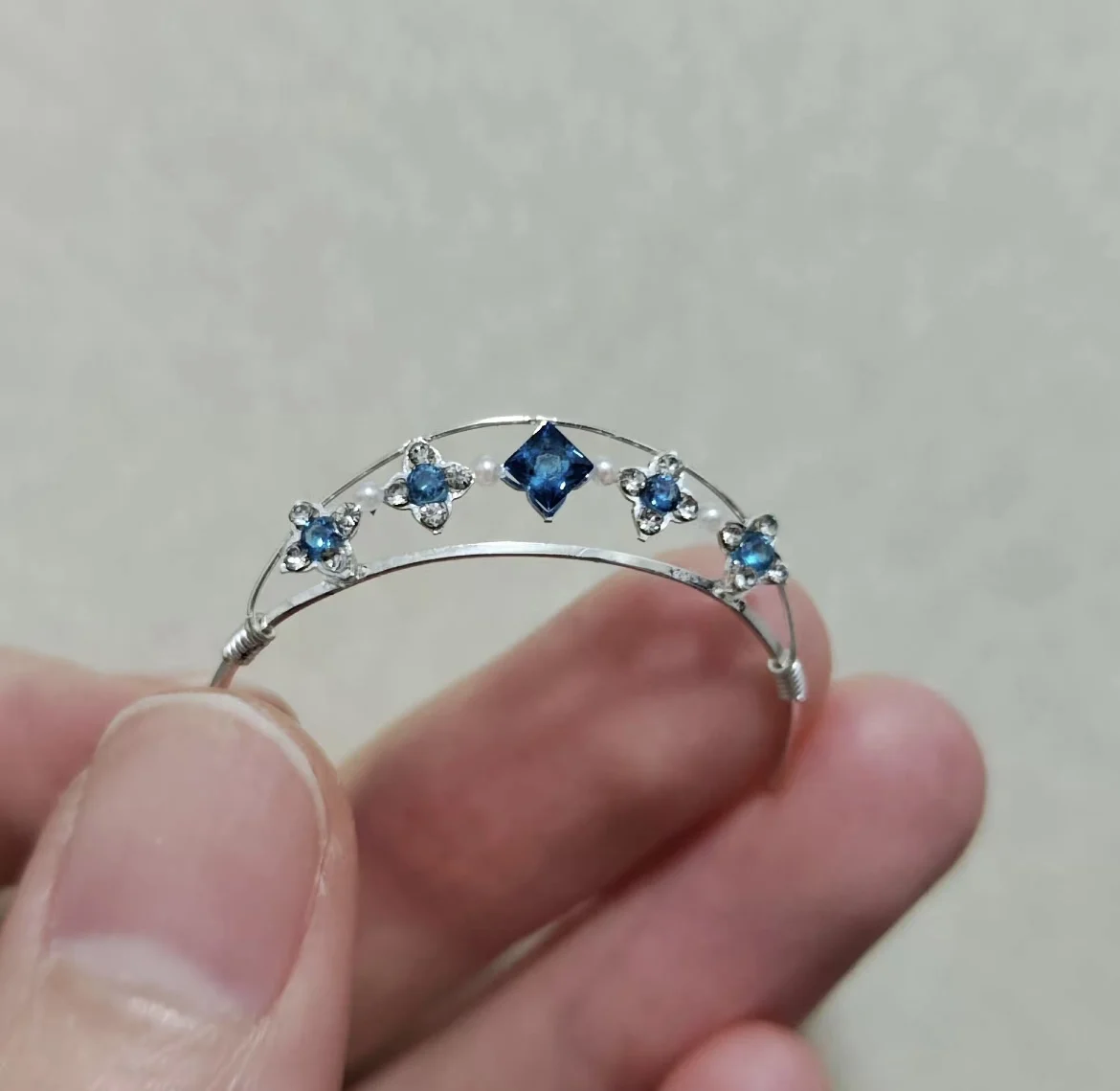 Corona di bambola BJD 1/6 copricapo di moda, accessorio giocattolo Tiara di cristallo di zirconio blu Spedizione gratuita