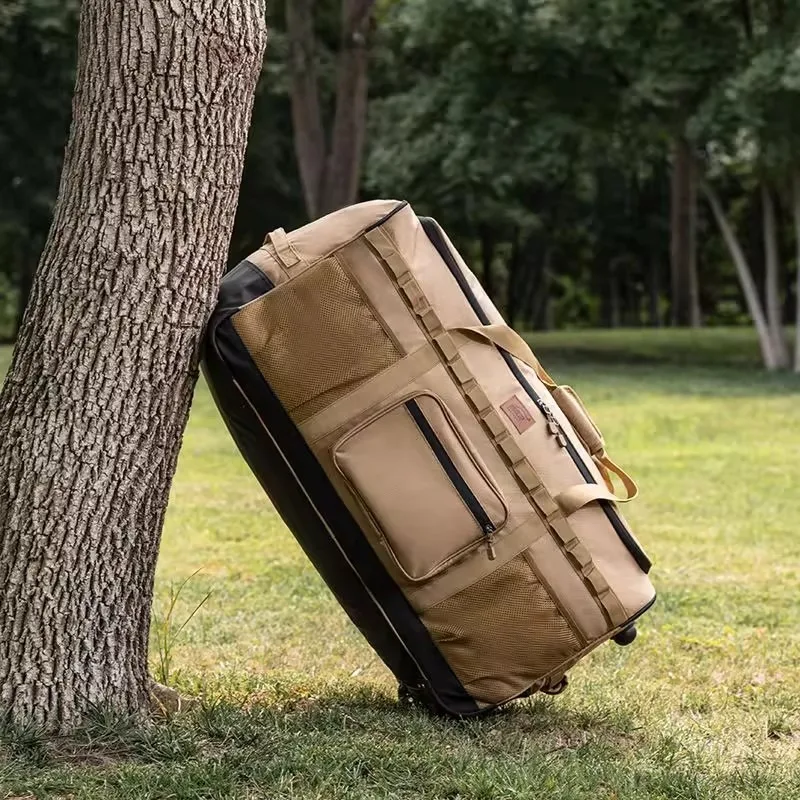 حقيبة ظهر للسفر ذات سعة كبيرة في الهواء الطلق، حقيبة تخزين ذات عجلات شديدة التحمل لمعدات ومستلزمات التخييم #4