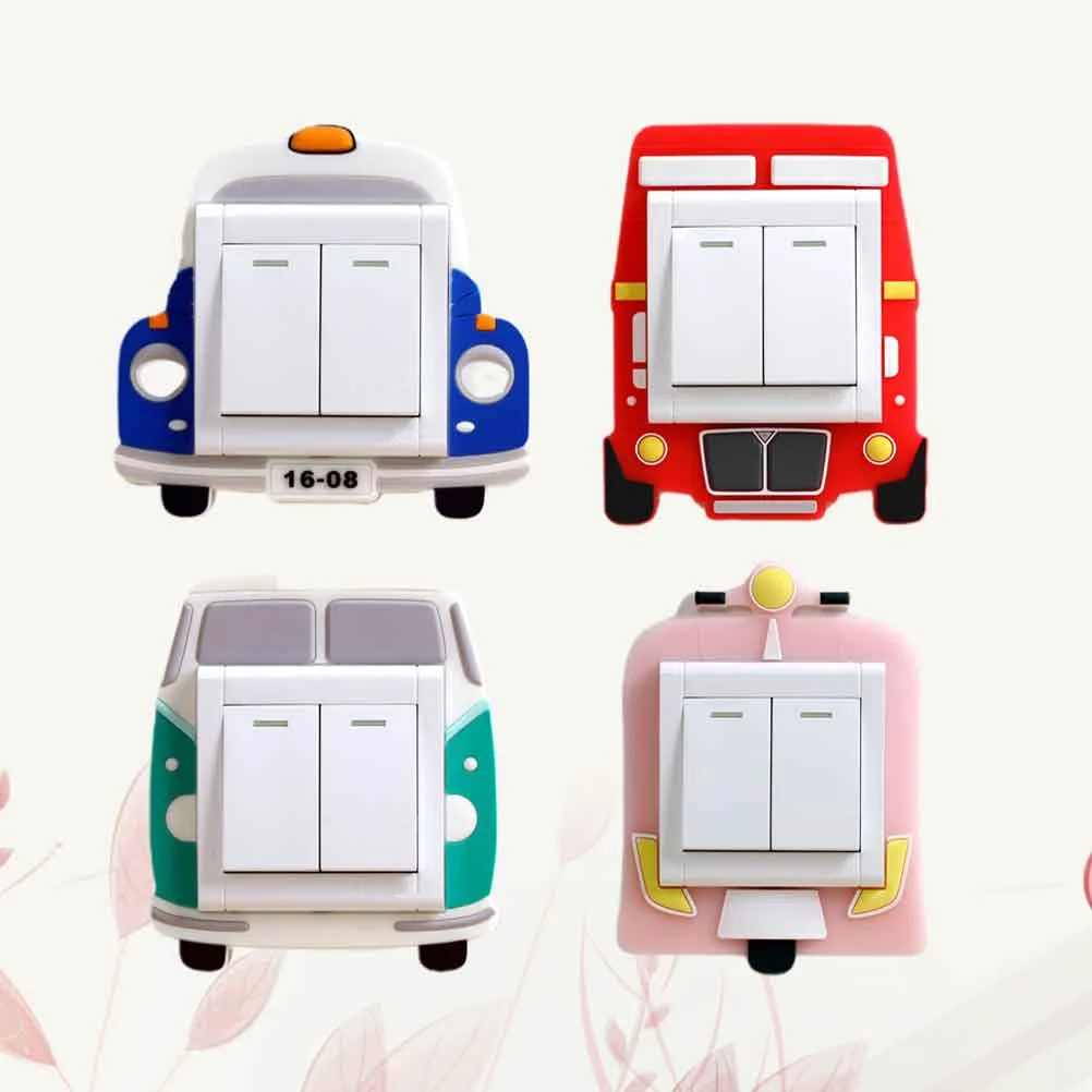 

4Pcs Luminous Switch Stickers Cartoon Silicone Night Glow Cover Decorative Wall Sticker for Home Kids Room Socket Protector