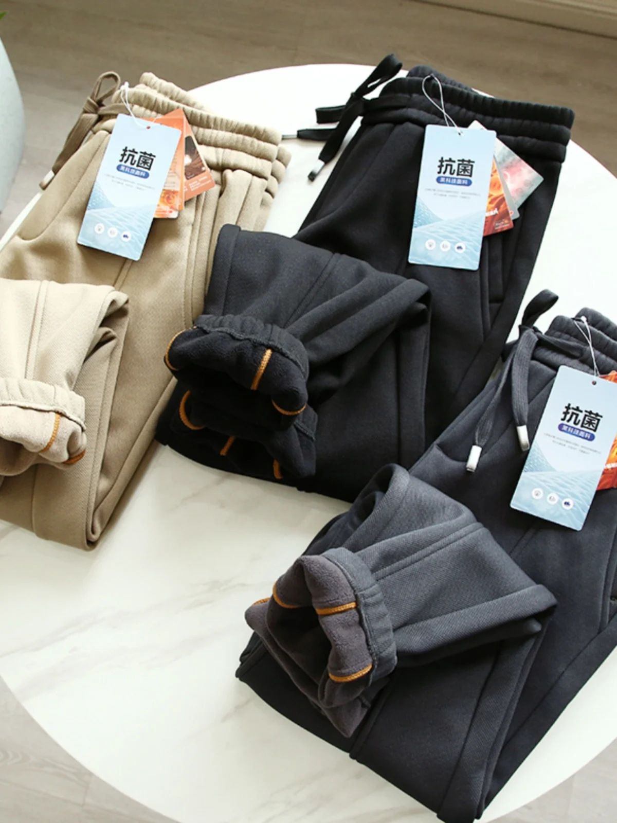 

Thiened Particle Fce Sweatpants Men's Winter Warm Sports Casual Trousers Faion Urban Sle Long Pants Youth