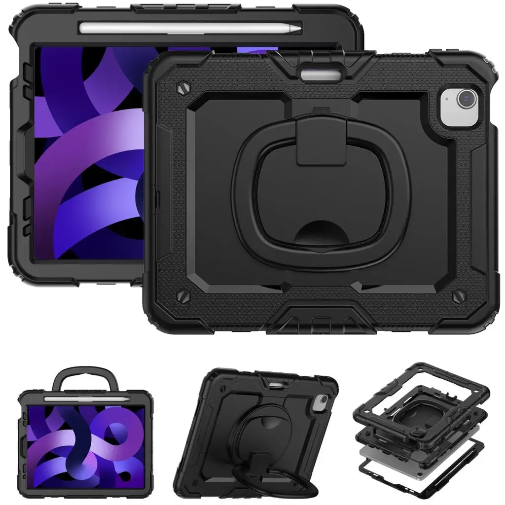 

Case for iPad 10.2 7/8/9th 10.9" iPad10th Air 4/5 Pro11 1/2/3/4th Stand Cover Handle 3-layer protection Shoulder Strap Funda