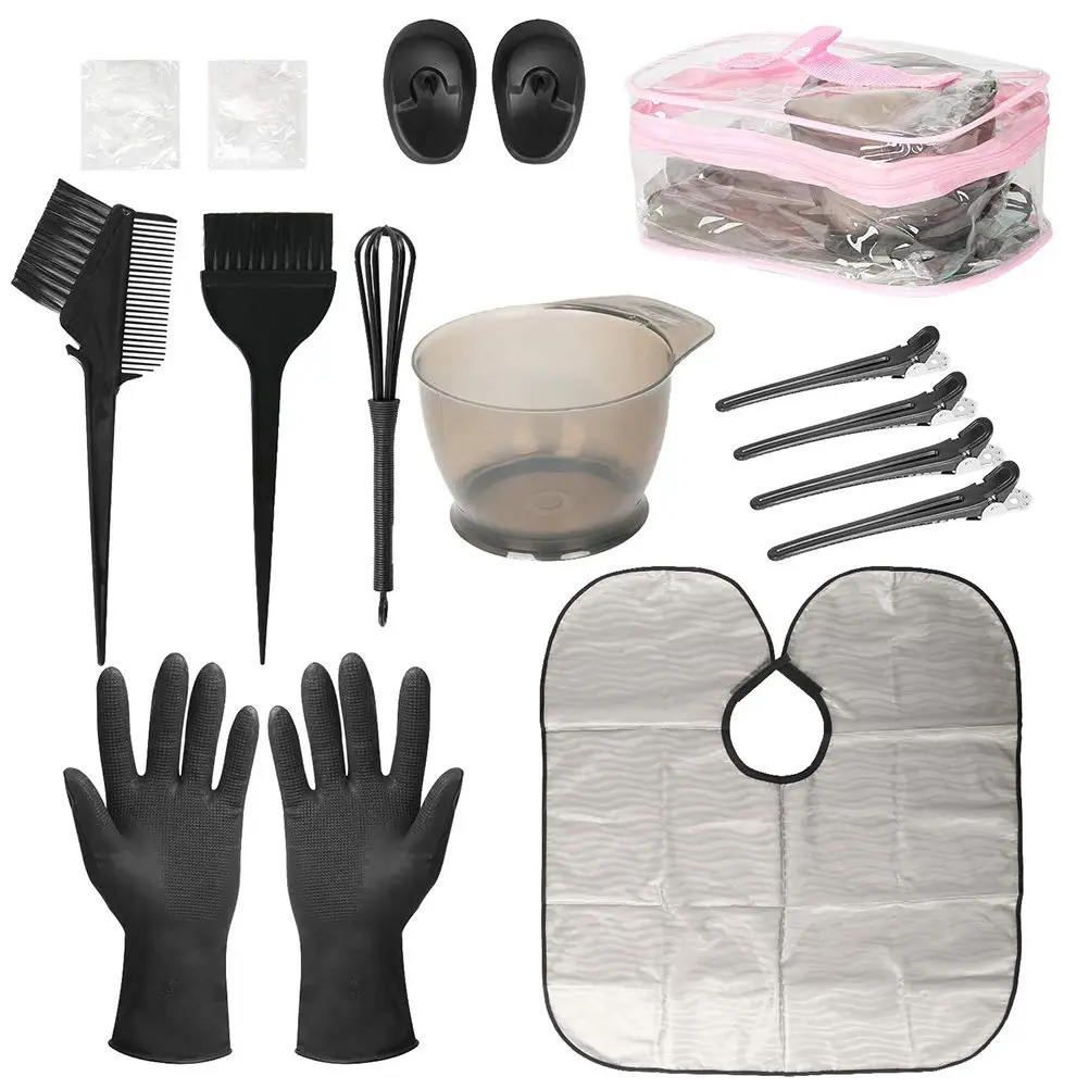 

1 Set Hair Dyeing Tools Complete Hair Coloring Kit Brush Bowl Gloves Cape for Salon Home DIY Hairstyling Accessories
