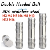 1-10pcs M3 M4 M5 M6 M8 M10 M12 M16 304 Stainless Steel Double Head Bolt Extended Equal Length Double Head Bolt Threaded Rod Bolt