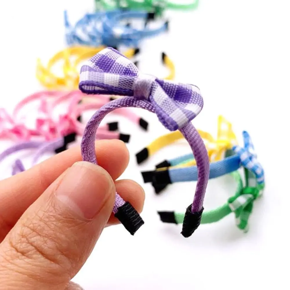 

1PC Bow Ribbon Doll Headband For 1/12 Scale Dolls ob11 Colorful Plaid Headband Handmade Dollhouse Decor Dolls Hair Accessories