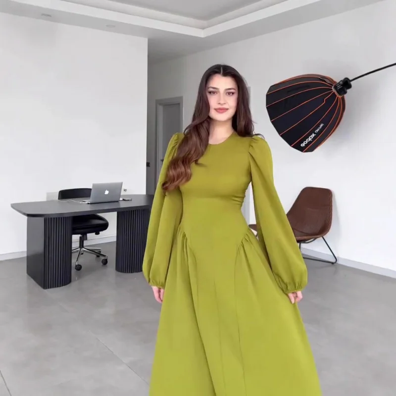 

2025New Autumn Vintage Elegant Fashion Long Sleeve Loose Dress