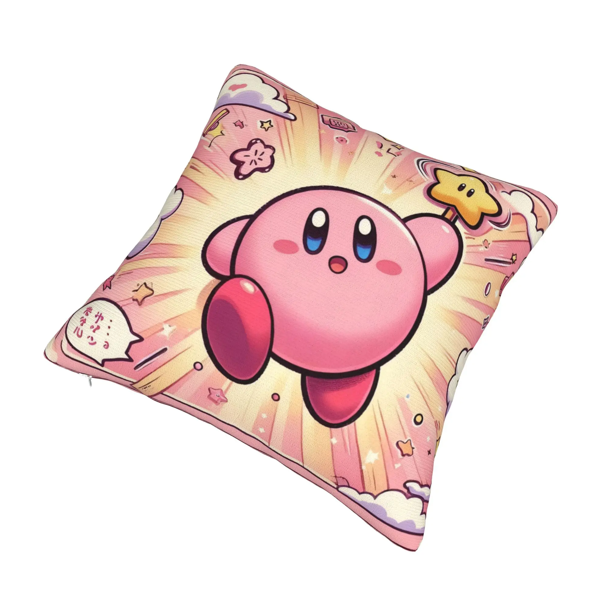 Japanese Game Cute Pink Star Kirbys Cartoon  Cushion Covers  Velvet Modern Pillow Cases Home Decor