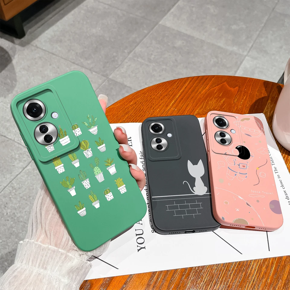 Case For Oppo Reno 11F F25 Pro 5G Lovely Cat Astronaut Couple Liquid Anti-Fingerprint Anti-drop Cover For Oppo Reno11 F Funda