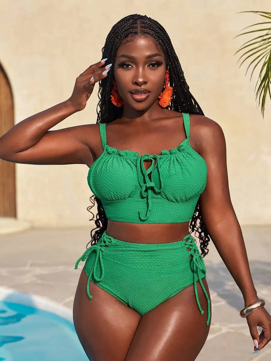 

Green Two Piece Womens Swimwear For Summer Beach Vacation