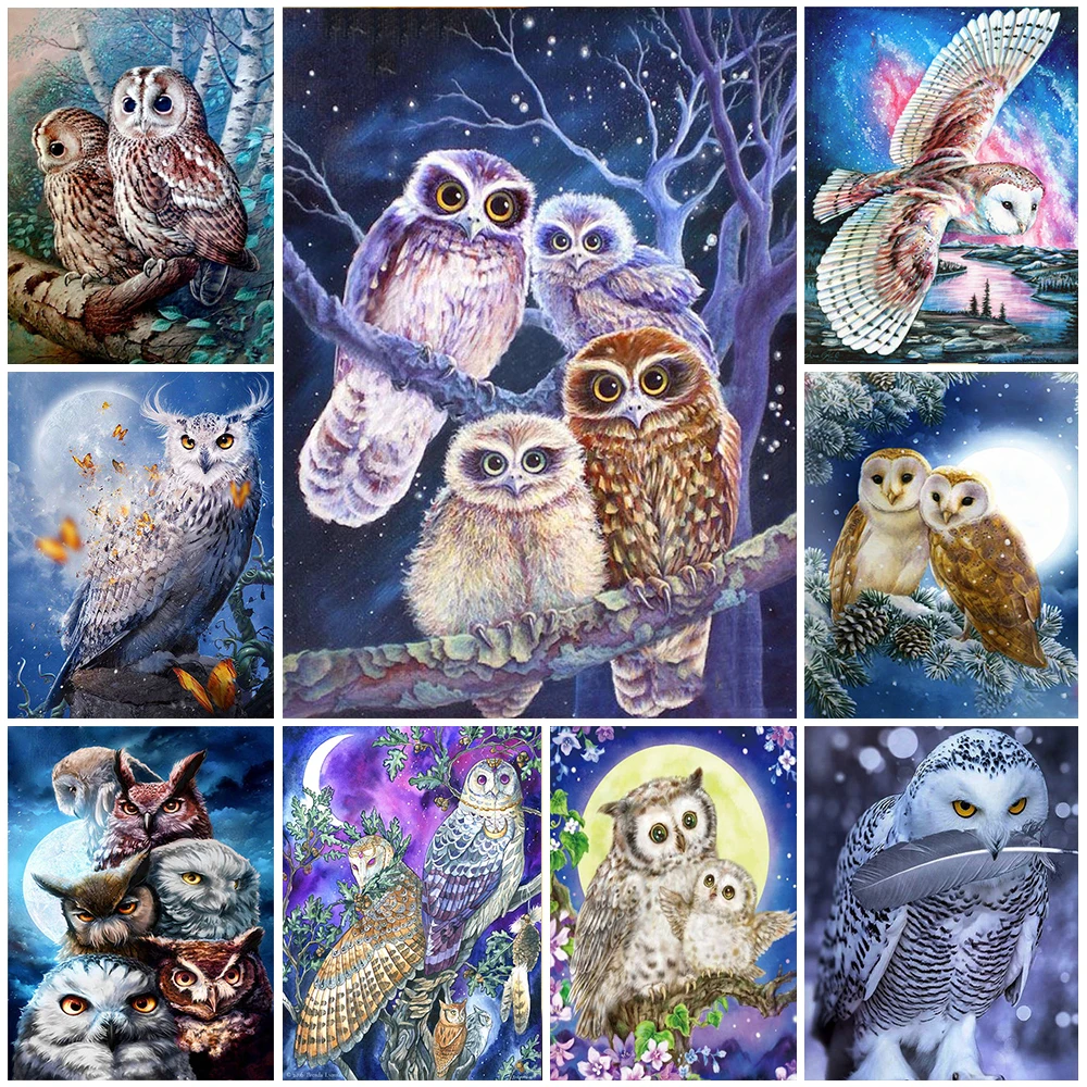 5D ダイヤモンド塗装ヌーボーテ 2023 フクロウクロスステッチキット刺繍動物モザイクラインストーン工芸品セット家の装飾趣味