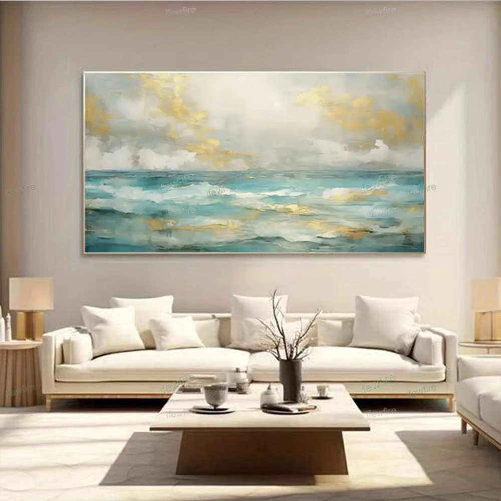 

2025 New Arrival High Quality Abstract Home Decor Artwork Green And White Texture Wall Art Modern 100% Handmade Oil Painting