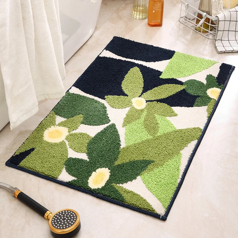 

Bath Mat Dopamine Moss Flocked Bathroom Non-Slip Mat Absorbent Floor Mat Entry Door Mat Bedroom Carpet