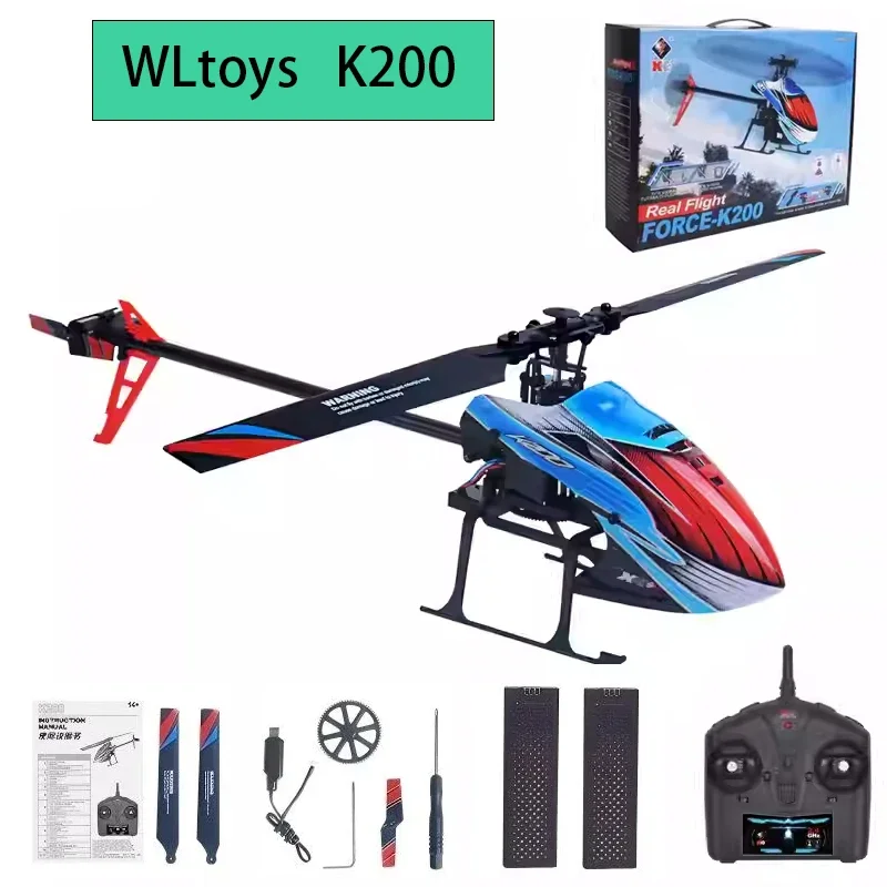 

WLtoys XK K200 RC Helicopter 4CH 6-Axis Gyro Optical Flow Altitude Hold Flybarless RTF