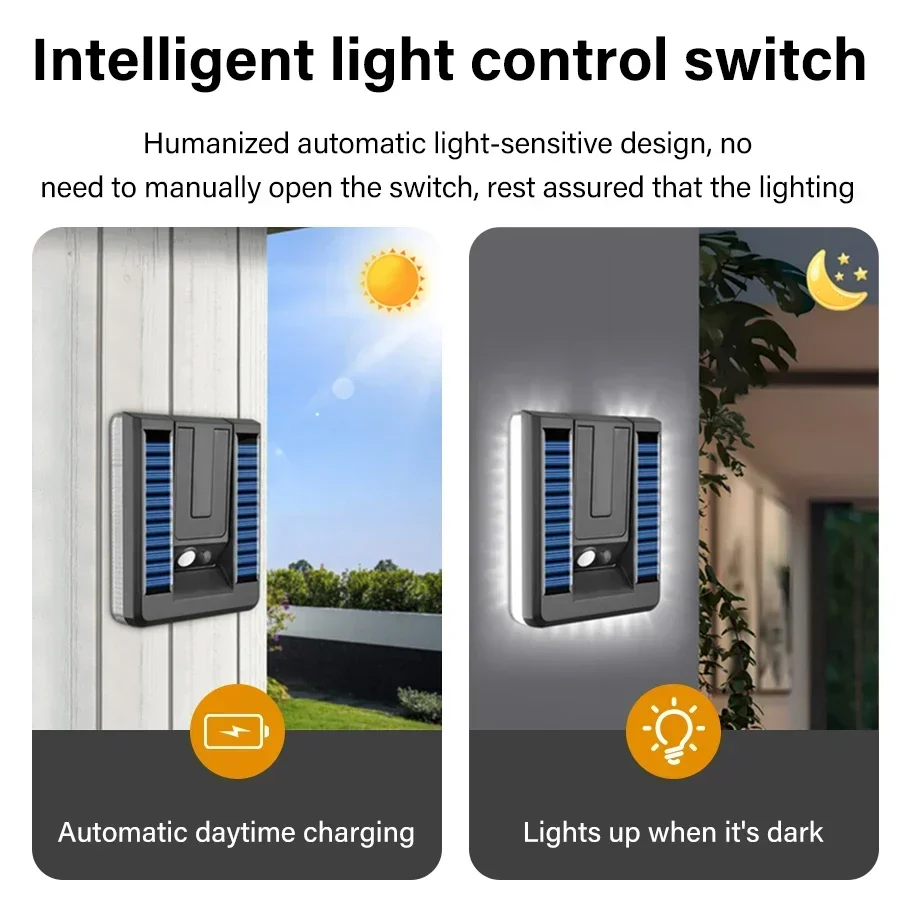 في الهواء الطلق الشمسية الجدار الخفيفة LED 3 طرق الإضاءة تصميم قابل للطي مقاوم للماء محس حركة مصباح الشارع حديقة مسار ساحة الإضاءة