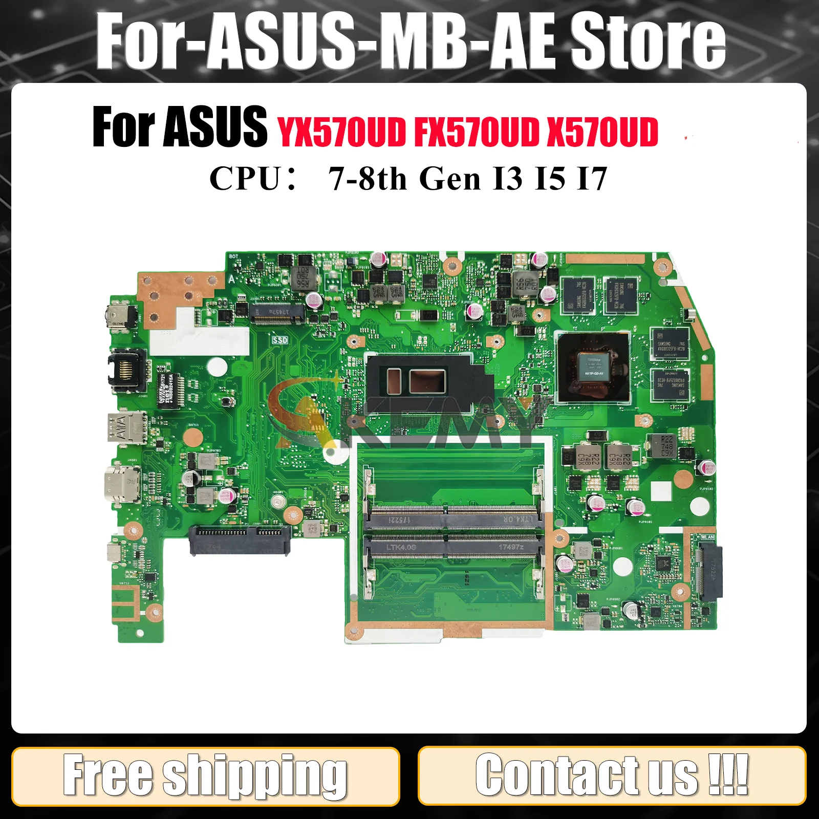 

X570UD Laptop Motherboard For ASUS VivoBook YX570UD X570U X570UD FX570UD Notebook Mainboard With I3 I5 I7 CPU 100% tests OK stk