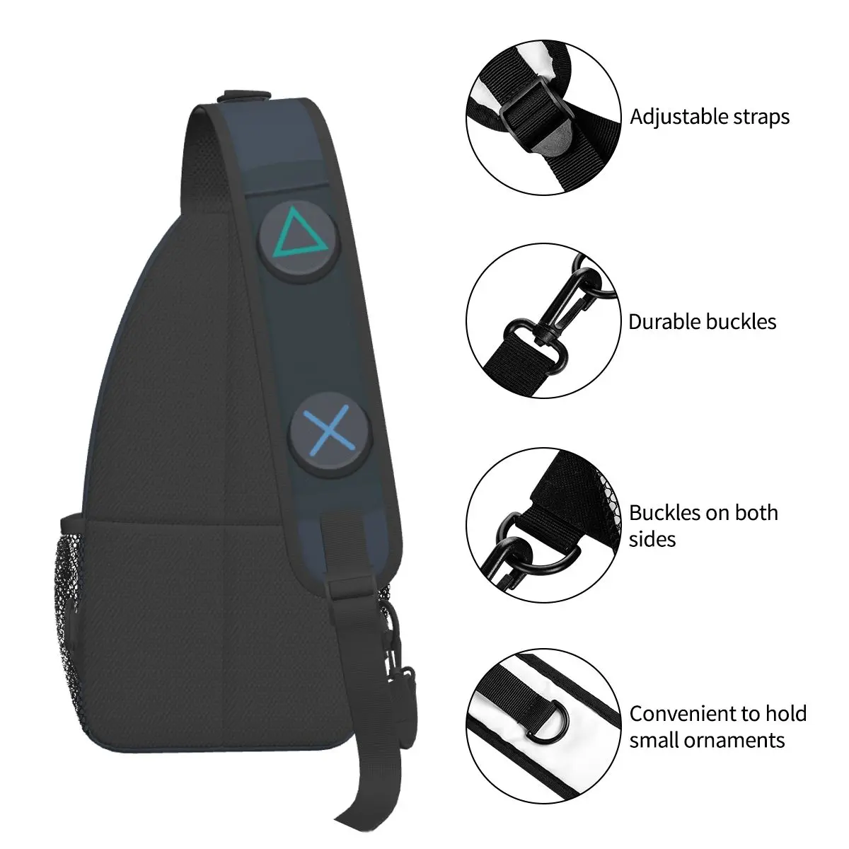 Controller Buttons Sling Bag Borst Crossbody Schouderslinger Rugzak Wandelen Reizen Daypacks Videogame Mannen Vrouwen Schooltassen