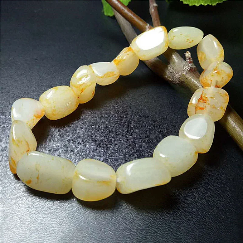 

Hetian Jujube Red Color Seed Material Jade Stone Unisex Bracelet