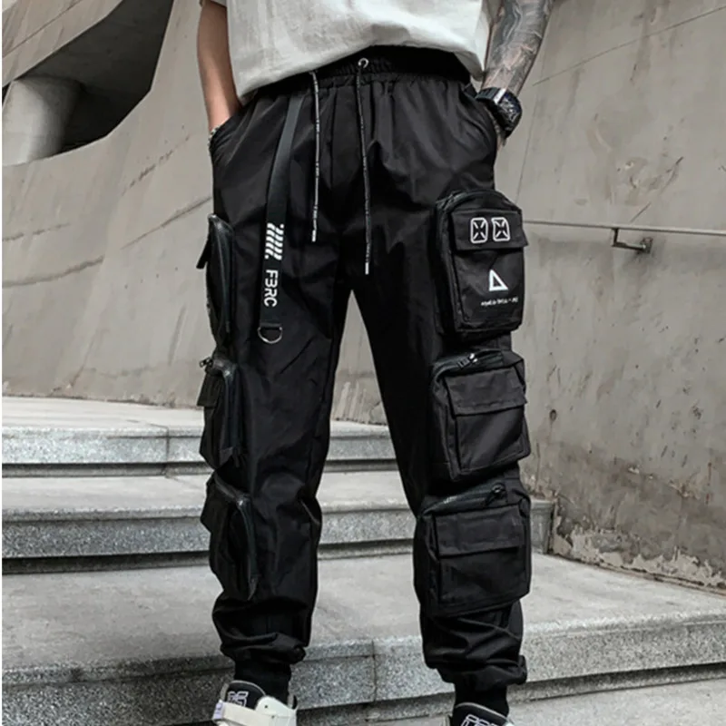 HKSH Autumn Summer New Men's Tide Tactical Darkwear Safari Style Fashion Pockets Leisure Fashion Youth Punk Cargo Pants HK0010