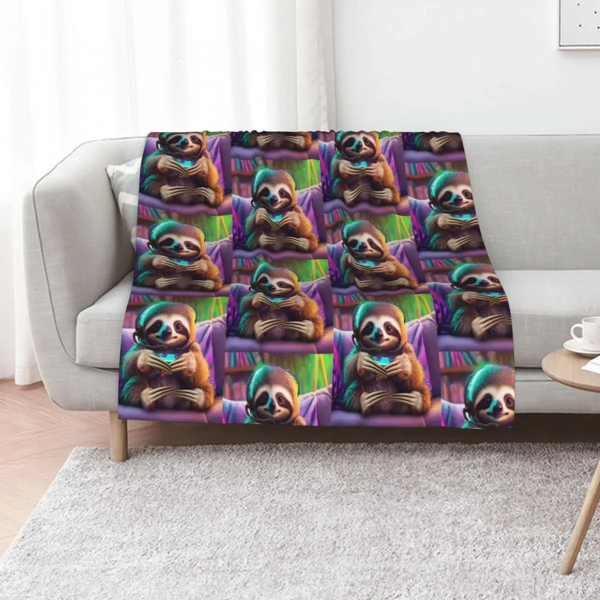 Gamer Sloth Throw Blanket Decorative Sofa Retros Flannel Heavy Large Thins Blankets
