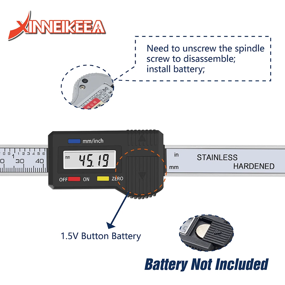 High Precision Digital Caliper 4CR13 Stainless Steel Horizontal Vertical Digital Display Ruler Measuring Range 100 200 300 400mm