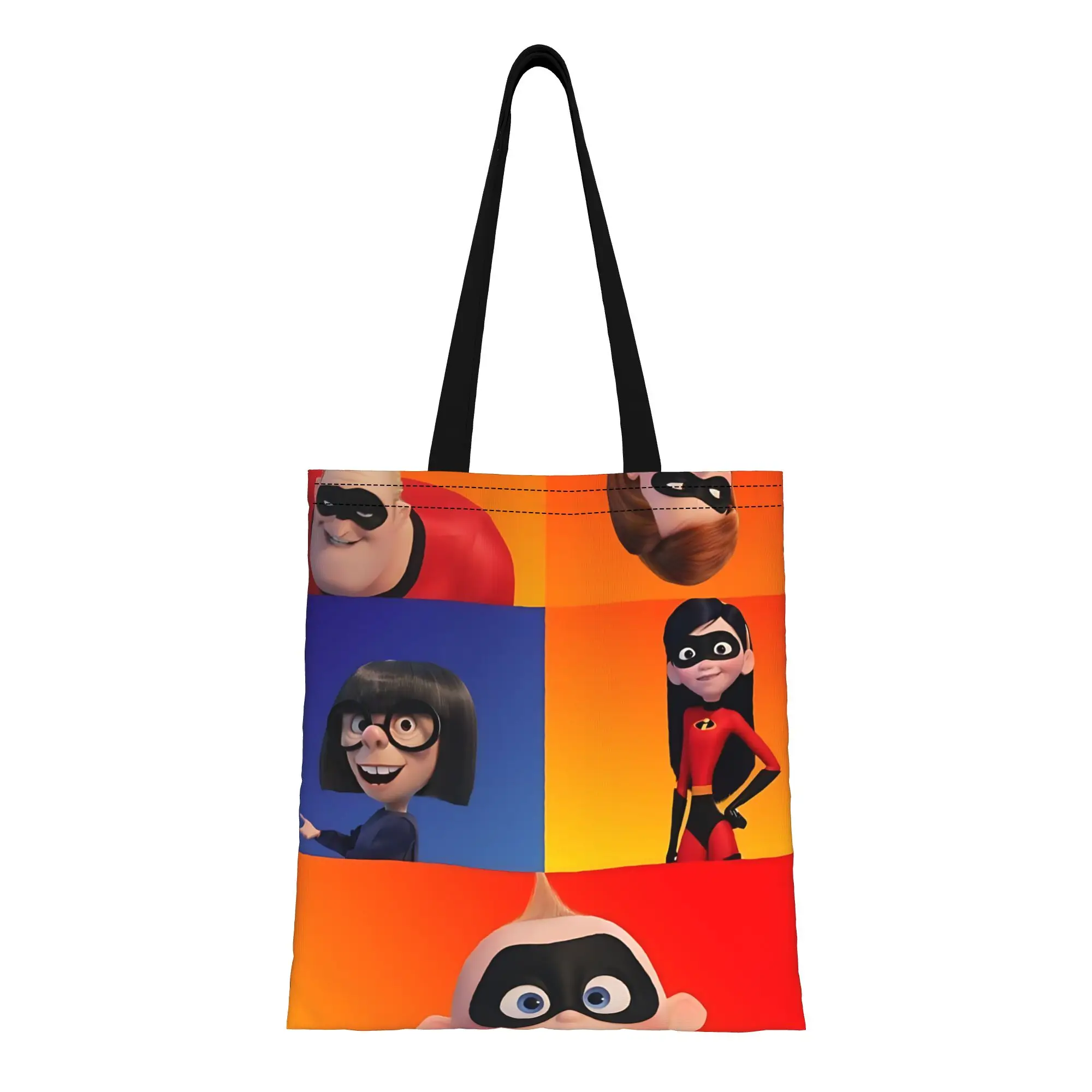 

1PC Large Capacity When Everyone‘s Super The Incredibles Canvas Tote Bag Foldable Chic Pattern No Closed Design